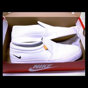 Nike white slip ons worn one time